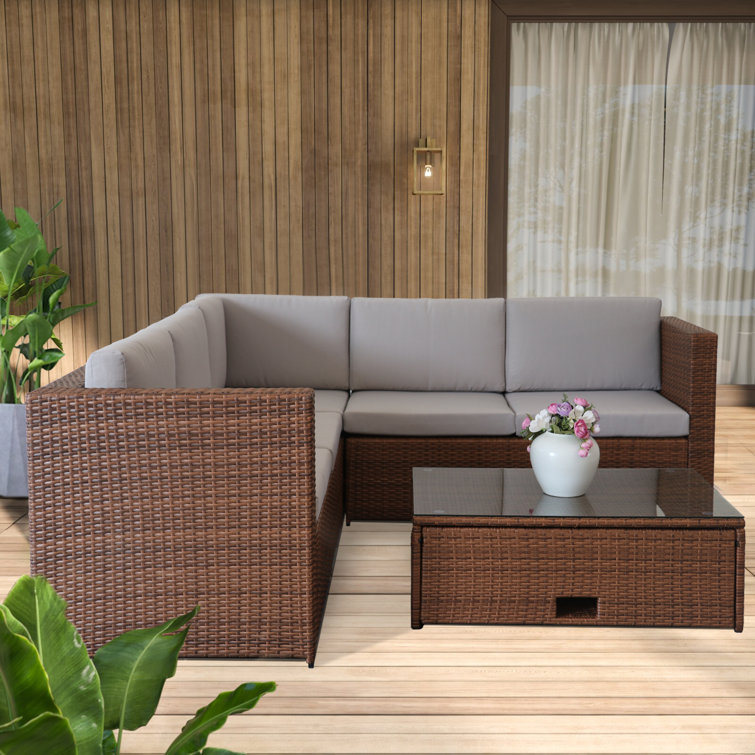 Ebern Designs B3 4 Pieces Outdoor Furniture Complete Patio Cushion